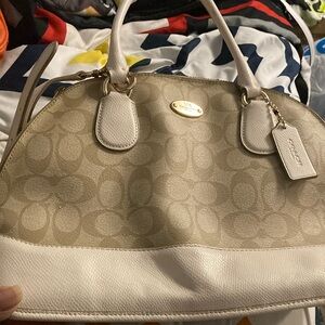 Coach Cream and White Satchel Bag